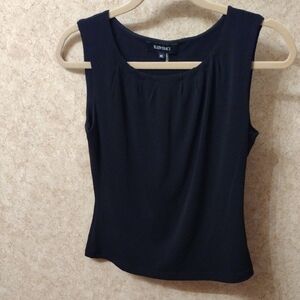 ELLEN TRACY Pintuck Neckline Knit Little Black Top, XS